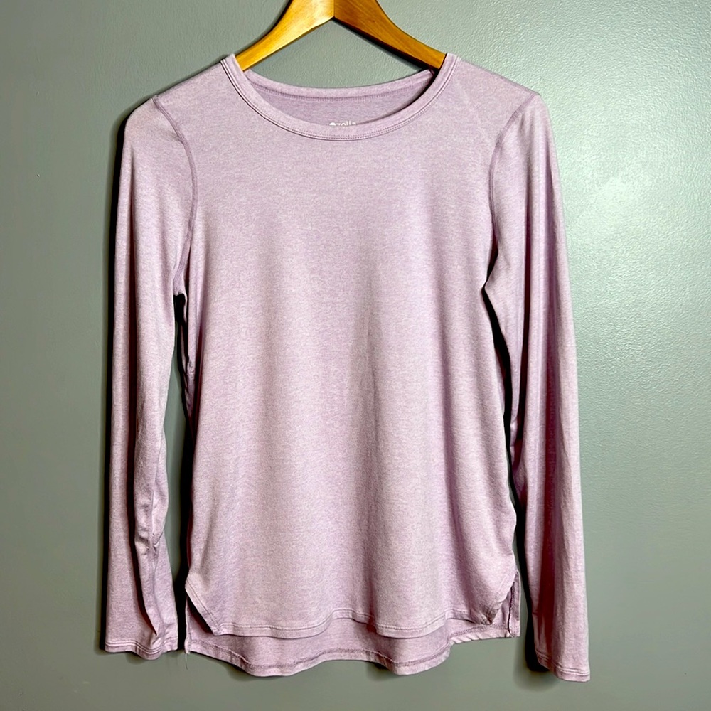 Zella light lavender long sleeve base layered styled shirt size medium